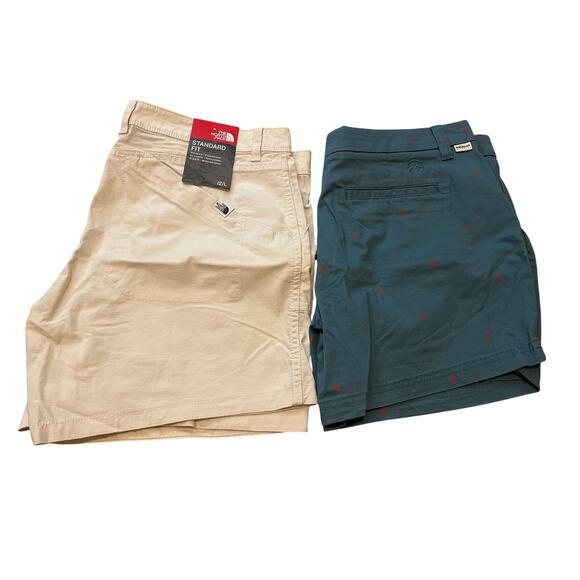 BUNDLE Women’s The North Face & Magellan Shorts Size 12 Cream Blue Lobster Hike - Picture 1 of 7